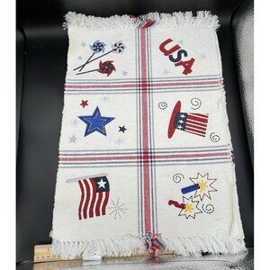 Patriotic Flag Stars Fireworks Tapestry Placemat ~ Set of 4 ~ Holiday July 4th